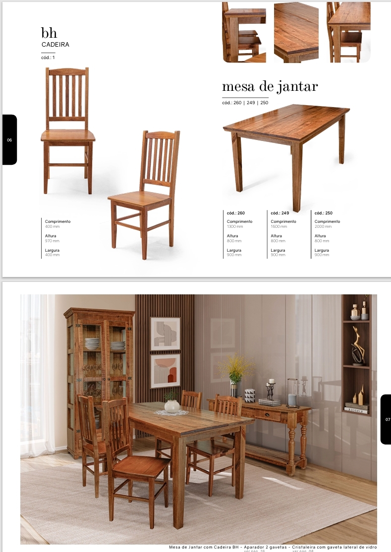 Conjunto Mesa De Jantar + Cadeira BH | Pena Móveis 0825