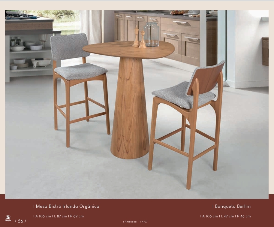 Mesa Bistrô Irlanda Orgânica + Banqueta Berlim | Refinatto 0925   