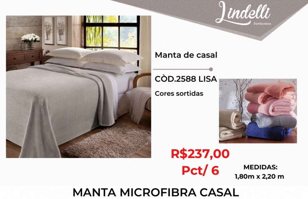 Manta microfibra casal pacote c/ 6 unidades | Lindelli Venda: +50% 0825