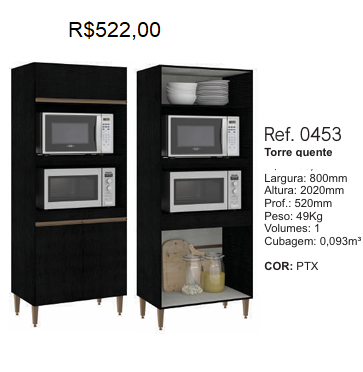 Cozinha Modulada Sabrina Preta | Valor Das Peças Avulsas Acima De Cada Imagem Do Produto | Soluzione 0226