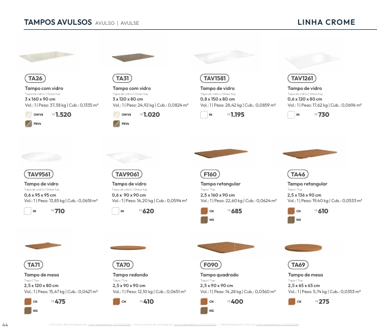 Tampos Avulsos | Venda:-62% | Kappesberg Crome 0925