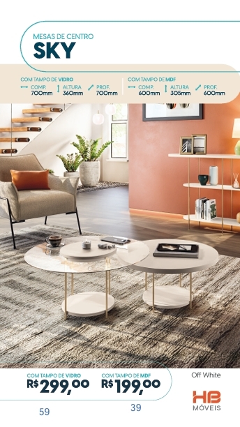 Mesas de Centro Sky | Venda: +60% | HB Móveis 0825