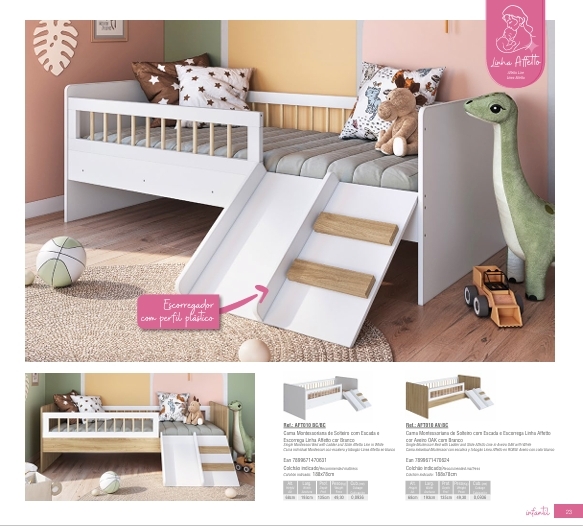 Cama Montessoriana Com Escada e Escorrega  | AFT010 | Completa Móveis 1125
