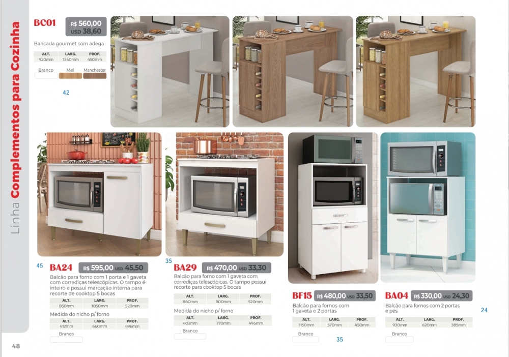Complementos p/ Cozinha | BC01 - BA24 - BA29 - BF15 - BA04 | Fellicci | Venda: -40% 0925