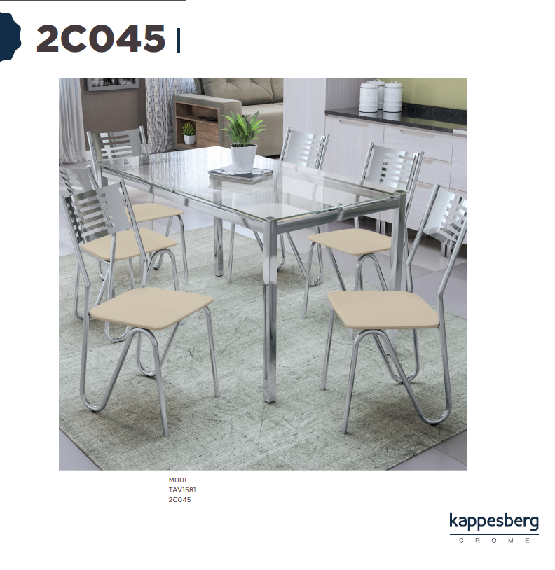Mesa 150 x 80cm + 06 Cadeiras | 2C045 M001 TAV1581 | Kappesberg