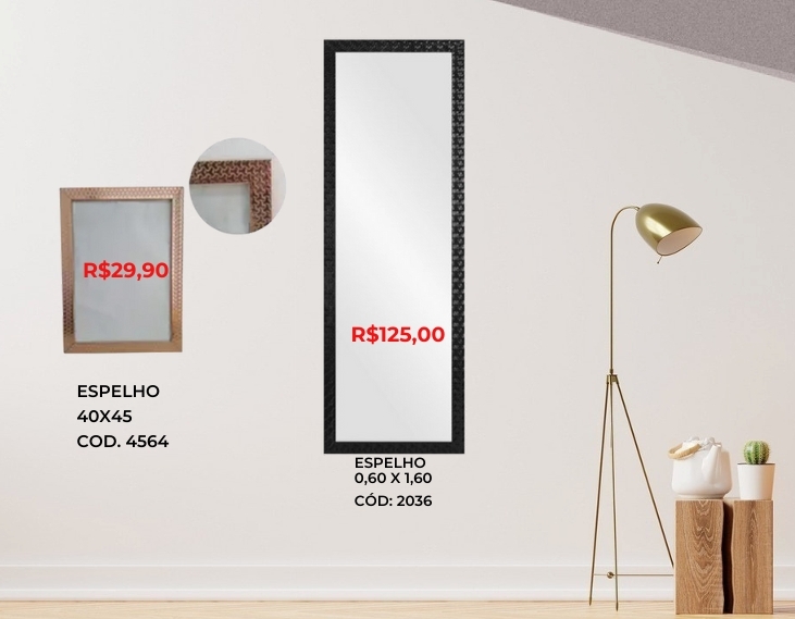 Espelho 40x45  - 60x1,60 | Lindelli Venda: +50% 0825