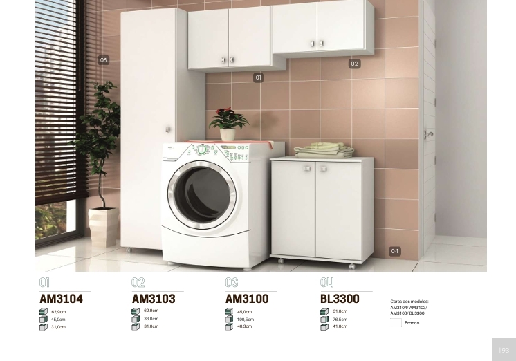 Conjunto p/ Lavanderia | AM3104 - AM3103 - AM3100 - BL3300 | Tecnomobili 0825