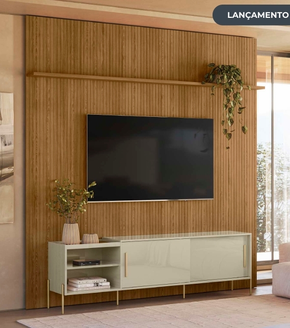 Composição Orla | Painel Piso-Teto New Guaporé + Bancada Maré | Madetec 0626