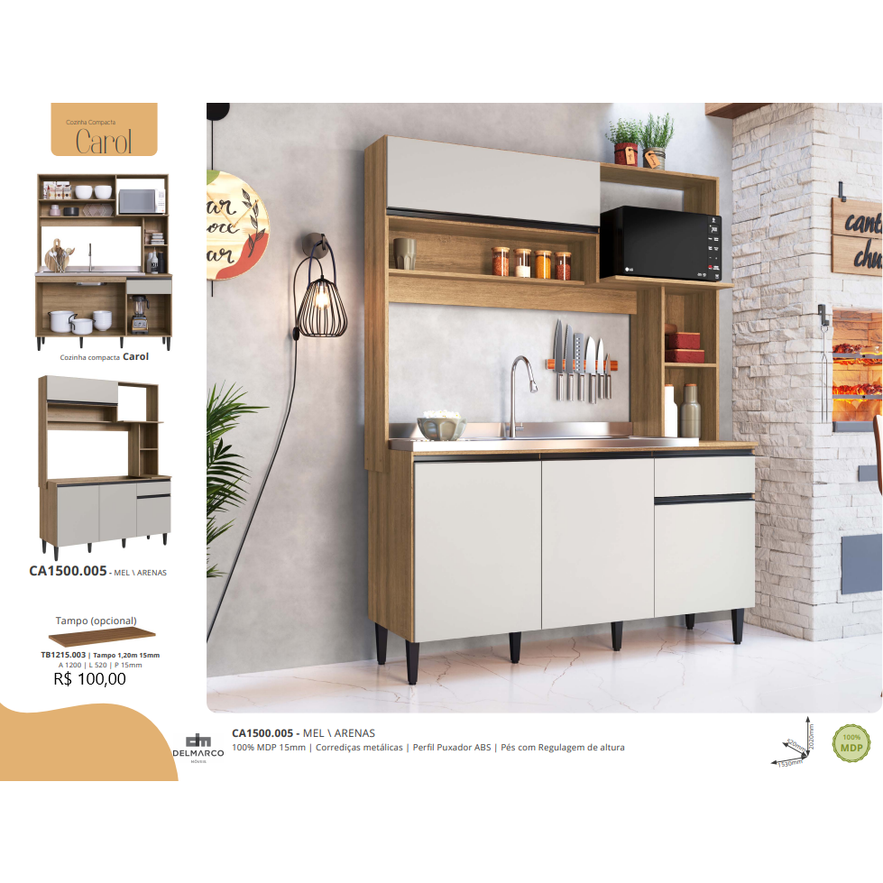 Cozinha Compacta Carol | L 1.53 | Delmarco 