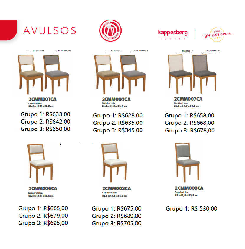 Linha Sala de Jantar | Cadeiras - Valores | Kappesberg Premium