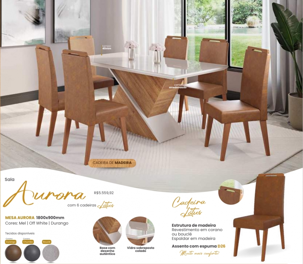 Mesa Aurora + Cadeira Lótus | Viero | Venda: -45% 0925