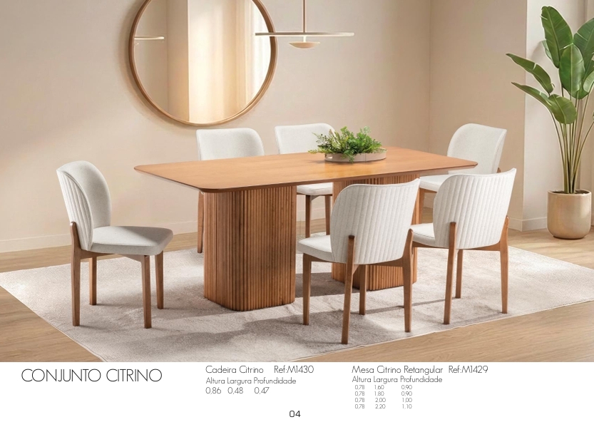 Conjunto Citrino | Mesa Retangular + Cadeira | ACG 0626C