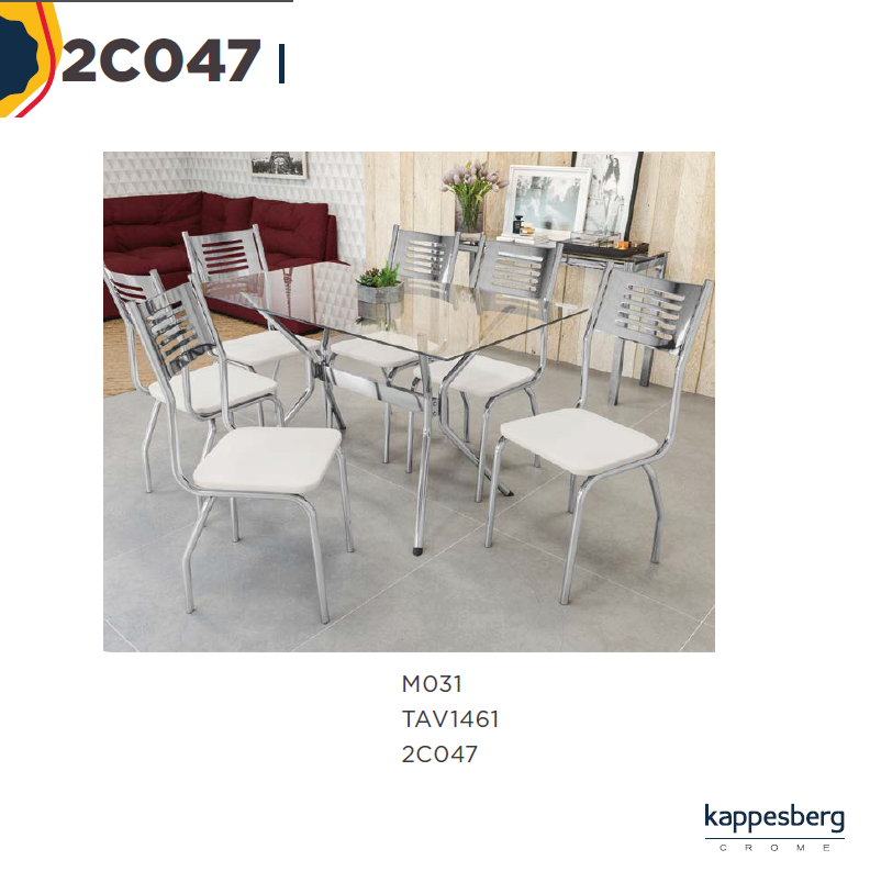 Mesa 140 x 80cm + 06 Cadeiras | 2C047 M031 TAV1461 | Kappesberg