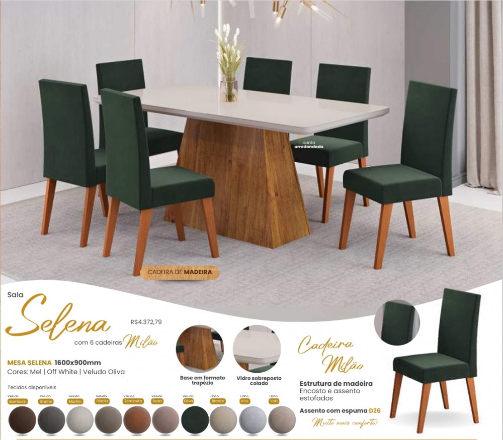 Mesa Selena + Cadeira Milão | Viero | Venda: -45% 0925