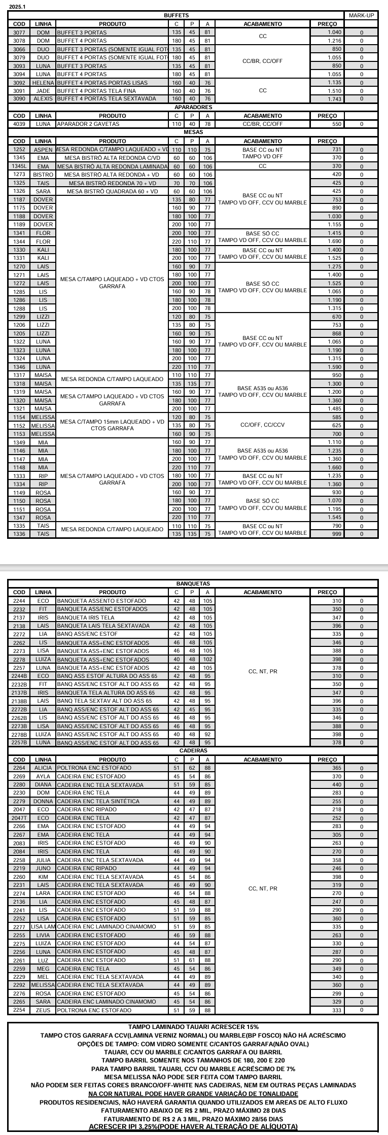 ZArtsoli | Tabela de Valores | Venda: +68% 0925
