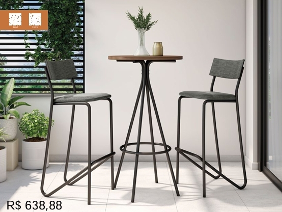  Mesa Bistrô + Banqueta | Carraro | Venda: +60% 0925