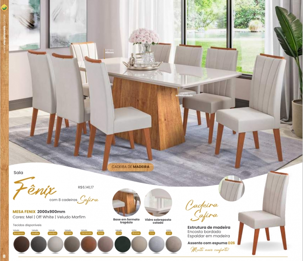 Mesa Fênix + Cadeira Safira | Viero | Venda: -45% 0925