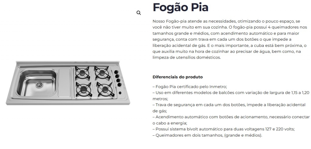 Fogão Pia | Ghel plus 0825