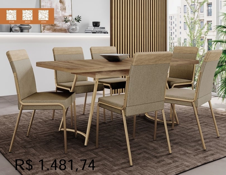 Conjunto Sala de Jantar | Cadeira Duo - Mesas Átria e Évora | Carraro | Venda: +60% 0925