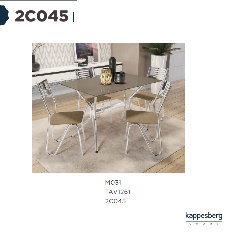 Mesa 120 x 80cm + 04 Cadeiras | 2C045 M031 TAV1261 | Kappesberg
