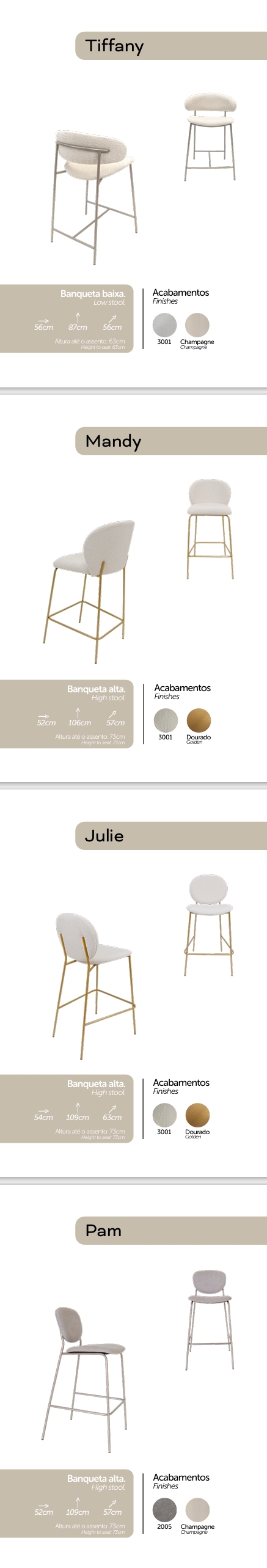Banquetas | Pam - Julie - Mandy - Tiffany | Kora 0725