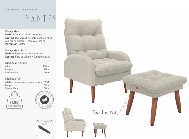 Poltrona Decorativa Nantes | Matrix 0925