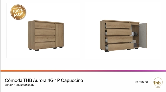 Cômoda THB Aurora | Venda:+10% | THB 0925