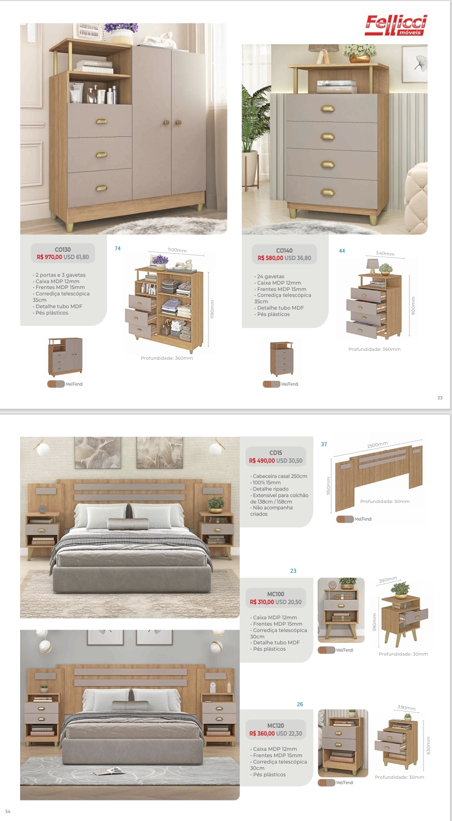 Linha De Dormitório | CO130 - CO140 - CD15 - MC100 - MC120 | Fellicci | Venda : -40% 0925
