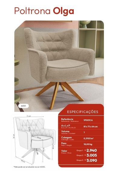 Poltrona Olga | A051 | Venda: - 60% | Kappesberg Sala de Jantar Premium 0625