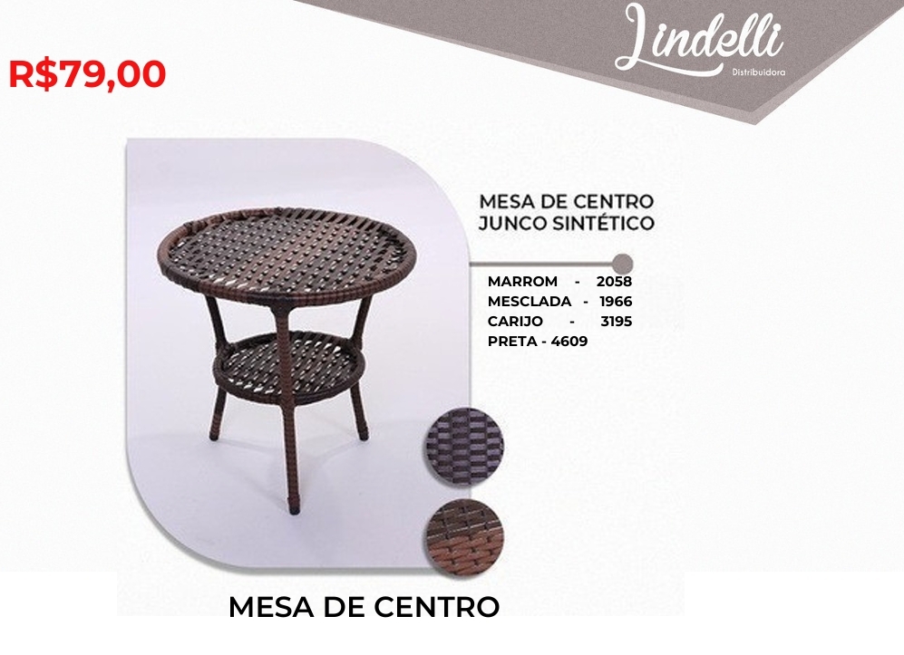 Mesa centro junco sintético | Lindelli Venda: +50% 0825