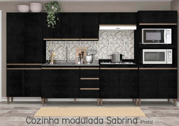 Cozinha Modulada Sabrina Preta | Soluzione 0326