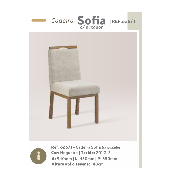 Cadeira Sofia Com Puxador | 626/1 | Volttoni Móveis Contemporâneos