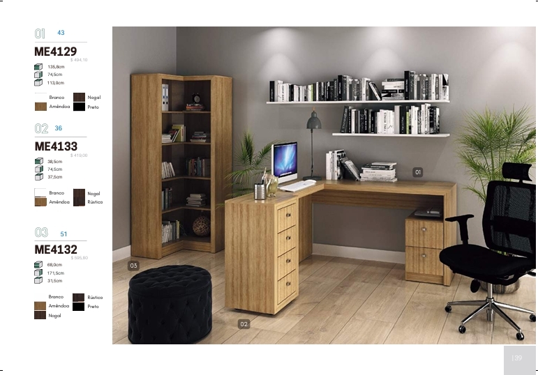 Conjunto Escritório | ME4129 - ME4132 - ME4133 | Venda:-15% |  Tecnomobili 0925