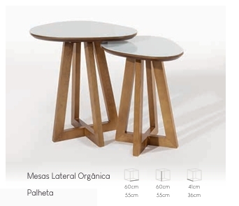 Mesa Lateral Orgânica Palheta | Sol Móveis 0526