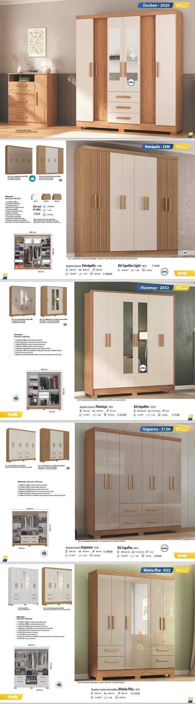 Roupeiros | 2020 - 3390 - 2032 - 2126 - 4322 | Venda: -40% | Atualle 0725