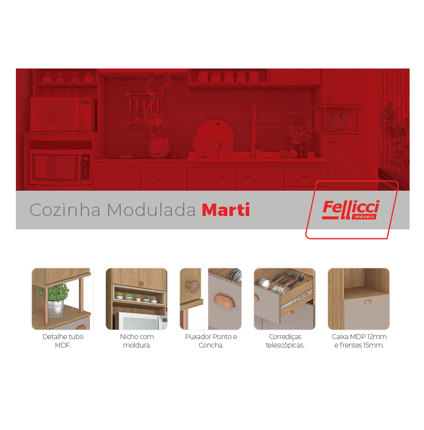 Peças Moduladas da Cozinha Marti | Fellicci