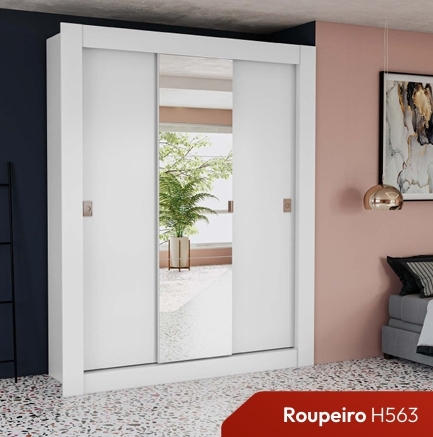 Roupeiro 3 Portas c/ Espelho 170 | H563 | Kappesberg Móveis 0226