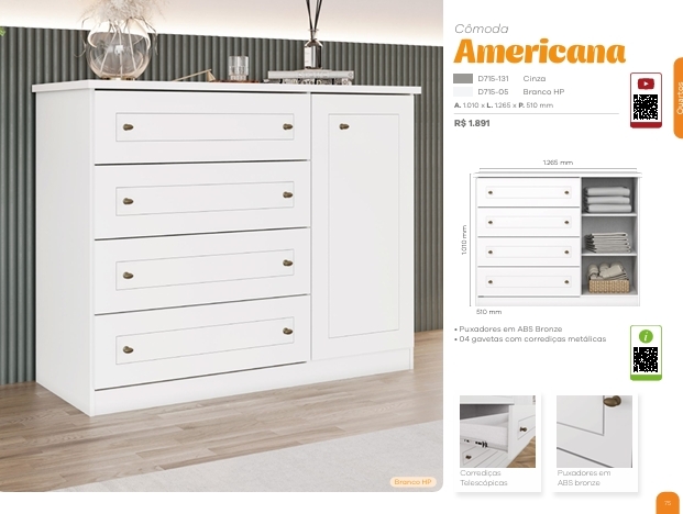 Cômodas | Americana - Ravenna - Andría | Henn | Venda : -60% 0925 