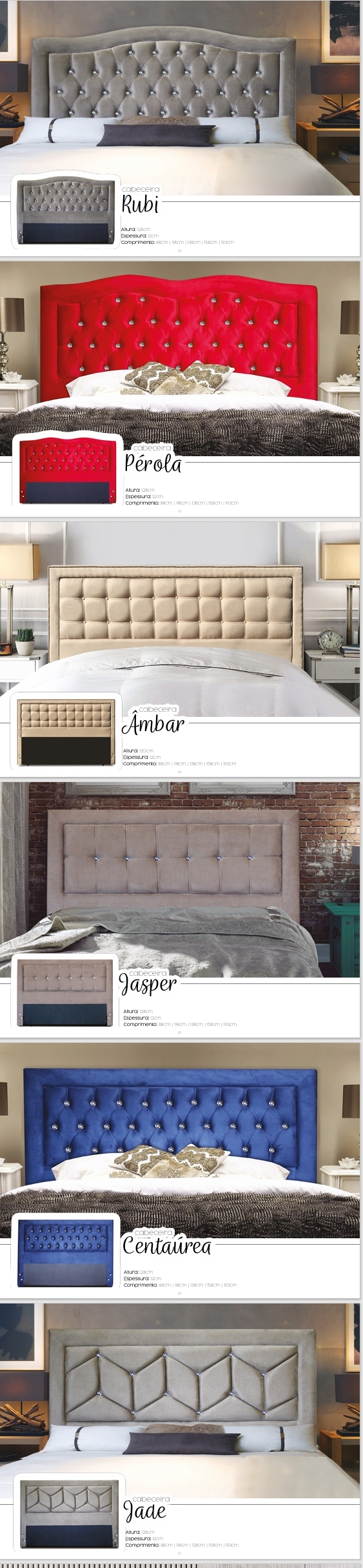 Cabeceiras | Jade - Centaúrea - Jasper - Âmbar - Pérola - Rubi  | Assmann 0725
