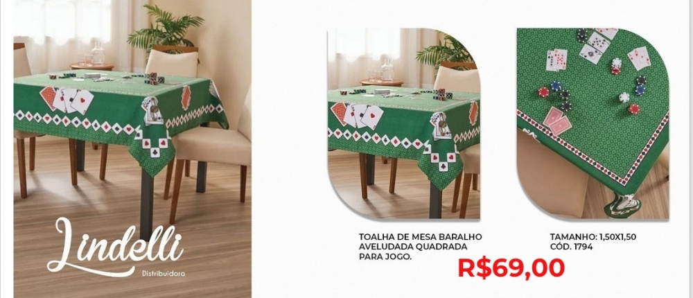 Toalha de mesa 1,50x1,50 | Lindelli Venda: +50% 0825