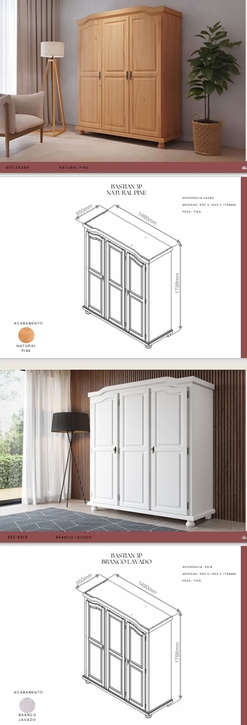 Linha Bastian | 6519 - 24394 | Móveis de Madeira 0825