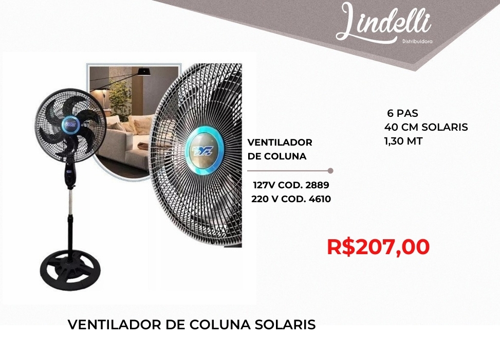 Ventilador de coluna solaris | Lindelli Venda: +50% 0825