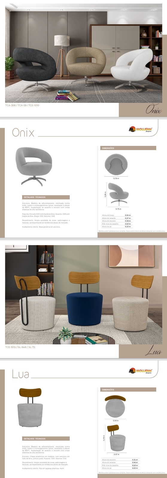 Poltronas | Onix - Lua -Liz - Plaza - Dakota - Keoma - Pietra - Dália - Scala - Delta | Molufan 0525