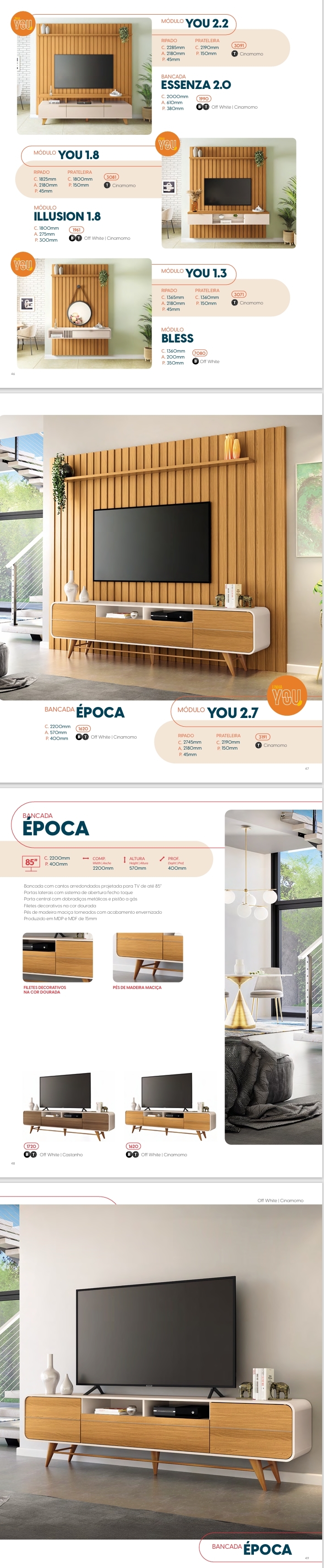 Módulos | Bancadas | Painel | You - Essenza - Illusion - Época - Curv - Alba - Link - Graci - Briz | HB Móveis 0425