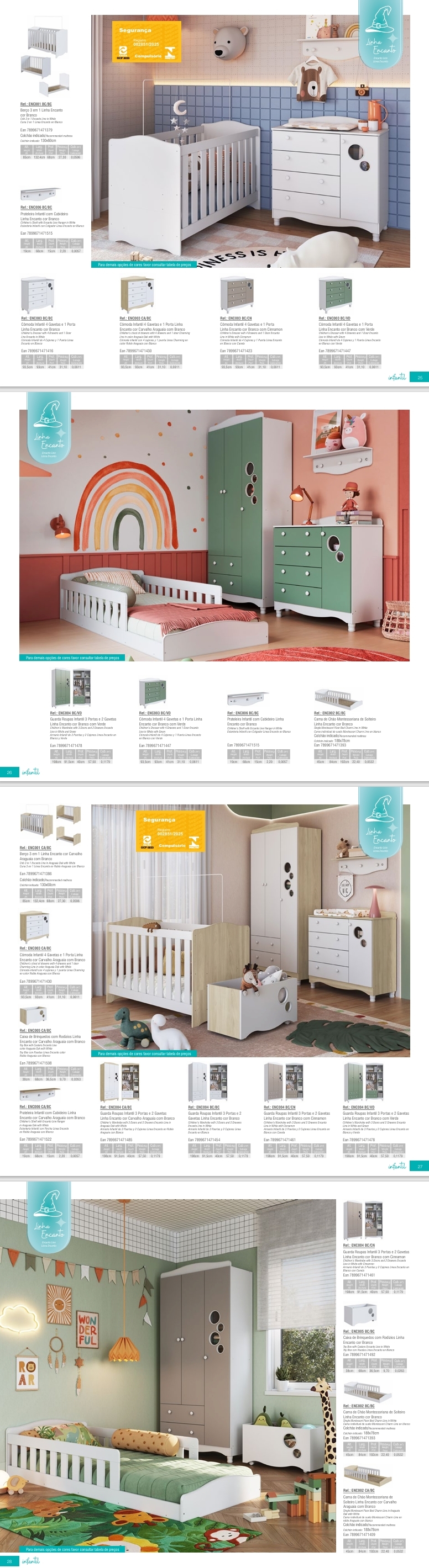 Linha Encanto | ENC001 - ENC006 -ENC003 - ENC004 - ENC002 - ENC005 | Completa Móveis 0725