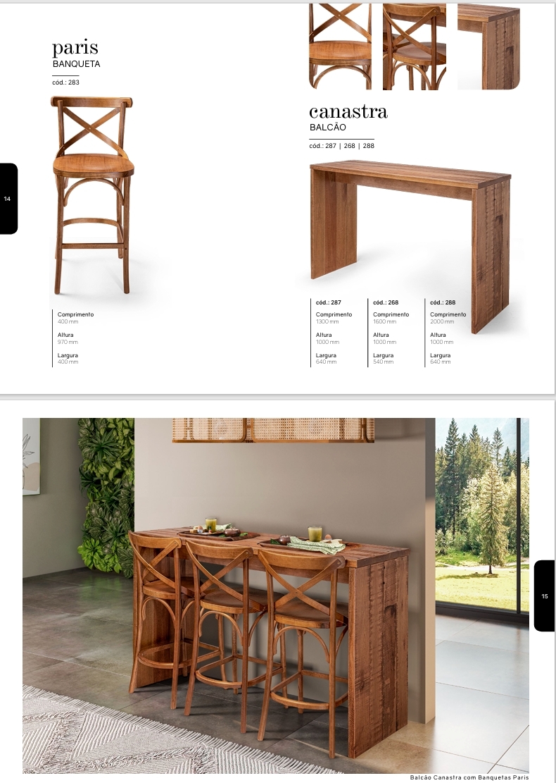 Conjunto Bancada + Banqueta | Canastra - Paris | Pena Móveis 0825